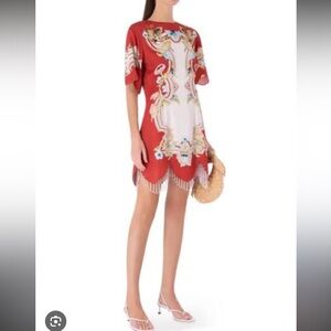 NWT Antipodean Pollination Tassel Hem Mini dress SIZE 6 S red scallop hem
